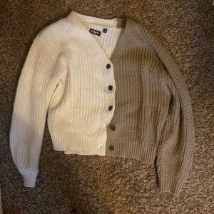 Brown and white sweater